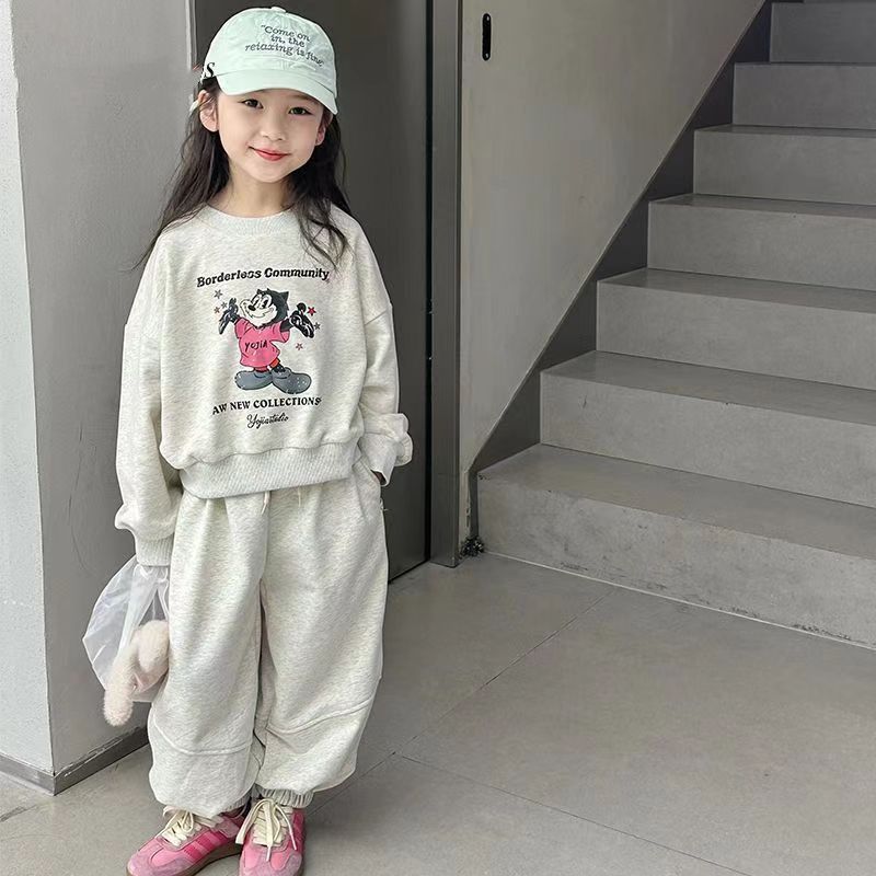 女童春秋套装2026新款时髦小女孩运动童装春季儿童两件套