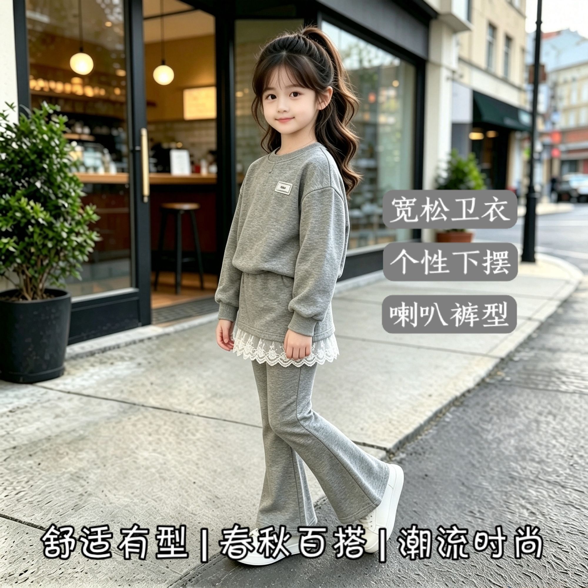 秋季潮流时髦女童韩版套装休闲两