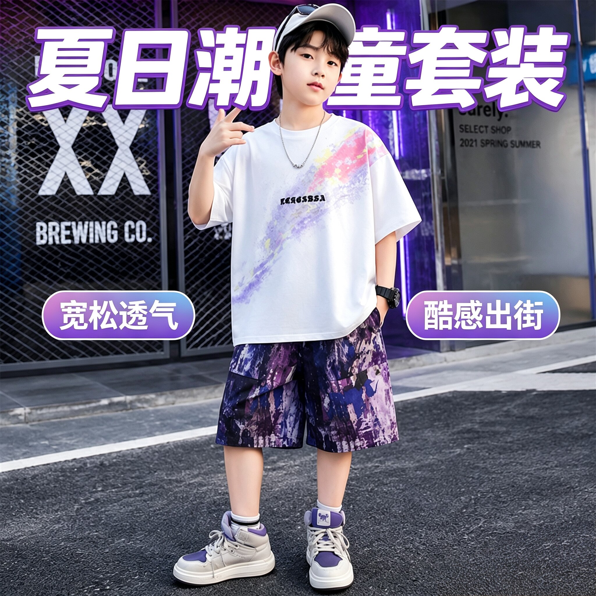 男童夏季套装潮款高级感短袖短裤