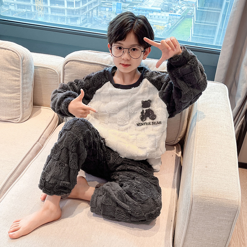 百威羊法兰绒韩版秋冬睡衣家居服