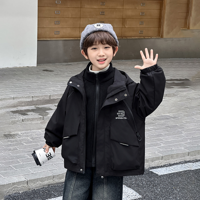 男童外套可拆卸春秋款三合一连帽