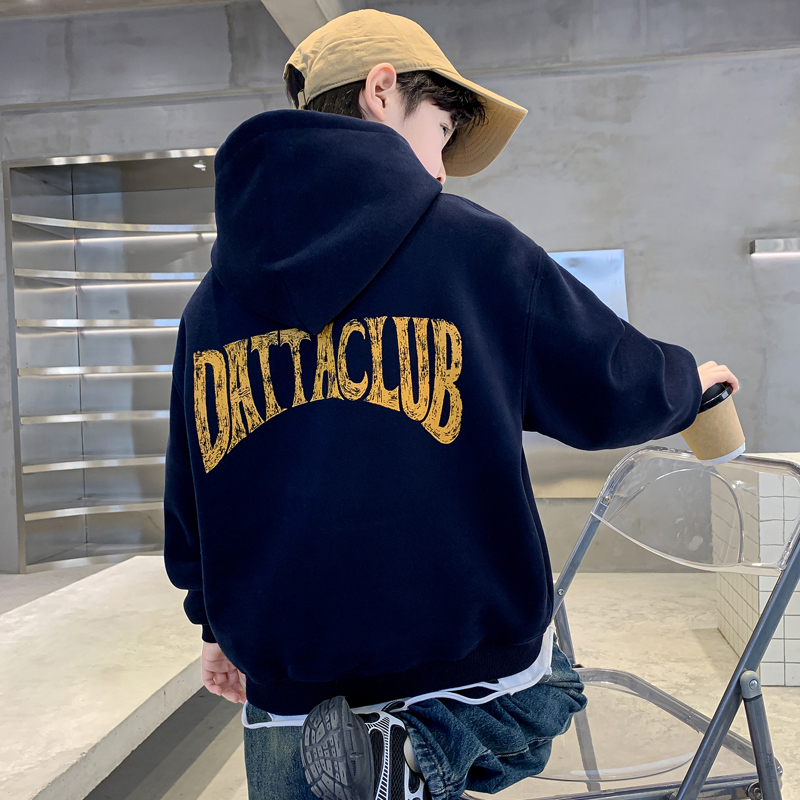 男童时髦洋气酷帅连帽卫衣春秋款