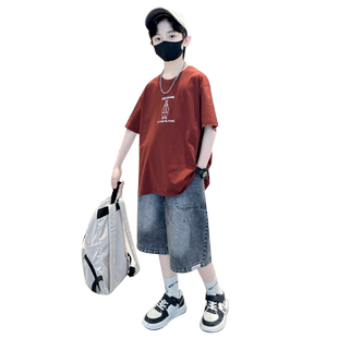 儿童夏装男童夏季短袖套装2026新款洋气中大童时髦帅气男孩衣服潮