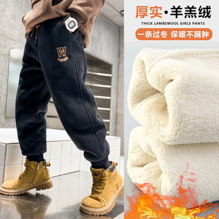 男童裤子冬季2025新款中大男孩加厚羊羔毛棉裤儿童冬装灯芯绒裤子