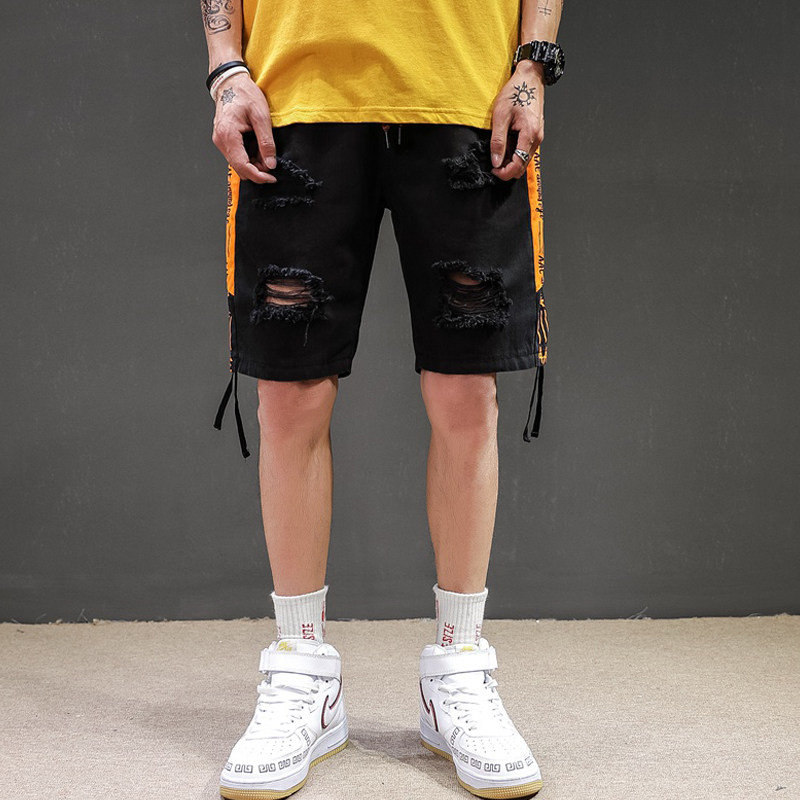 2020 summer black hole camisole Embroidery Four points shorts Korean Edition Trend Elastic waist student full marks Riding breechesin the Men's clothing, Casual pants  category - from Buy2taobao.com to provide professional Taobao agent buy service