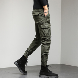 男士 秋冬新款 宽松大码 美式 户外机车弹力加绒裤 裤 休闲裤 子 复古工装