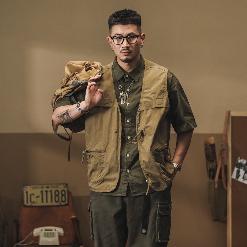 日系复古工装马甲男春夏季薄款