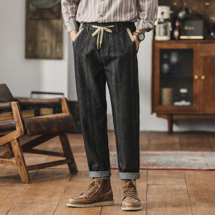 宽松直筒港风男生裤 2025新款 潮牌条纹小西裤 斜插口袋休闲裤 子 春季