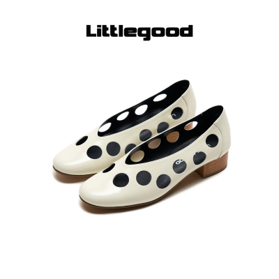 littlegood法式波点镂空单鞋