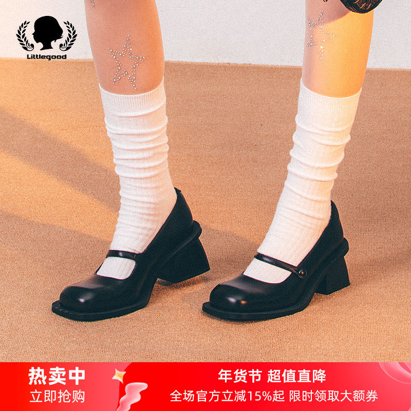 littlegood日系玛丽珍鞋女春夏新款中跟一字带小皮鞋百搭,女鞋,玛丽珍鞋,淘宝优惠券,粉丝福利购,淘宝优惠卷