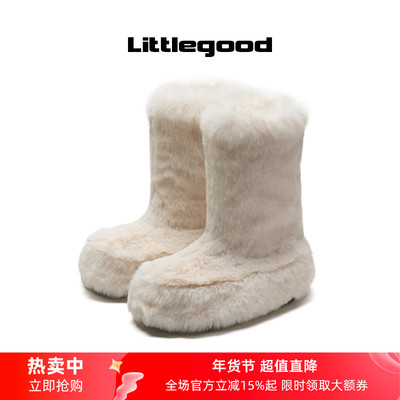 【新品折扣】littlegood复古毛毛靴女2025冬季新款雪地靴保暖加绒