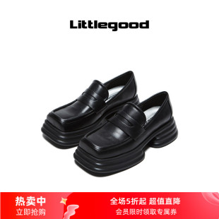 女2025新款 littlegood英伦风乐福鞋 厚底方头学院乐福鞋 25SS