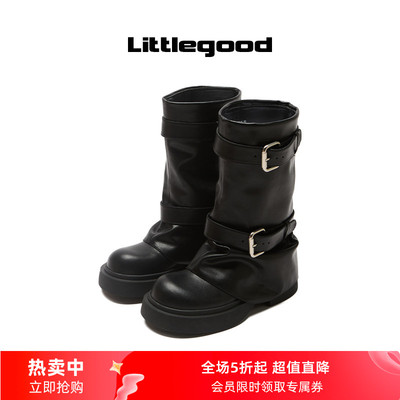 【新品折扣】littlegood复古厚底裤管靴女2025秋季新款百搭靴子