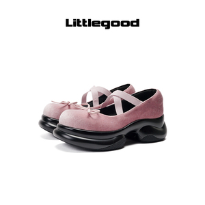 【折扣】littlegood甜美厚底芭蕾舞鞋女2023新款少女百搭玛丽珍鞋