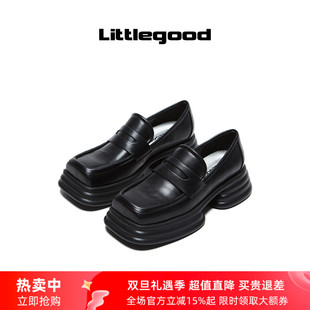 女2025新款 littlegood英伦风乐福鞋 厚底方头学院乐福鞋 25SS