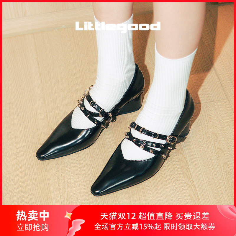 littlegood法式尖头玛丽珍鞋