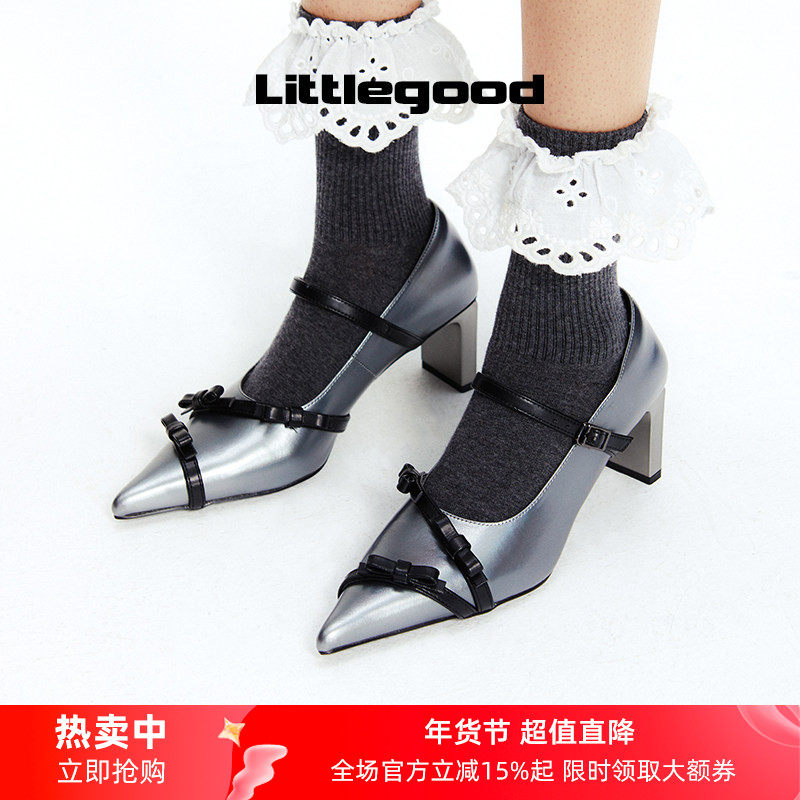 littlegood法式尖头玛丽珍鞋女2025新款百搭一字扣蝴蝶结浅口鞋,女鞋,玛丽珍鞋,淘宝优惠券,粉丝福利购,淘宝优惠卷