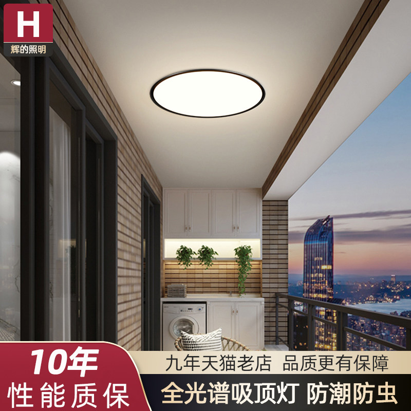 阳台吸顶灯超薄全光谱室外防虫自建房屋簷入户门灯户外门厅吸顶灯