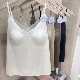 春夏V领桑蚕丝吊带背心女带胸垫防走光内搭外穿美背无痕打底内衣