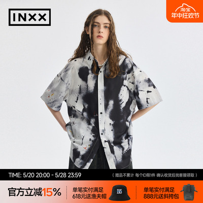 【INXX】APYD泼墨感国风印花短袖衬衫男女同款夏新品APE2040682