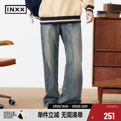 【INXX】Standby 潮牌新品复古水洗刺绣直筒牛仔长裤XME4221436