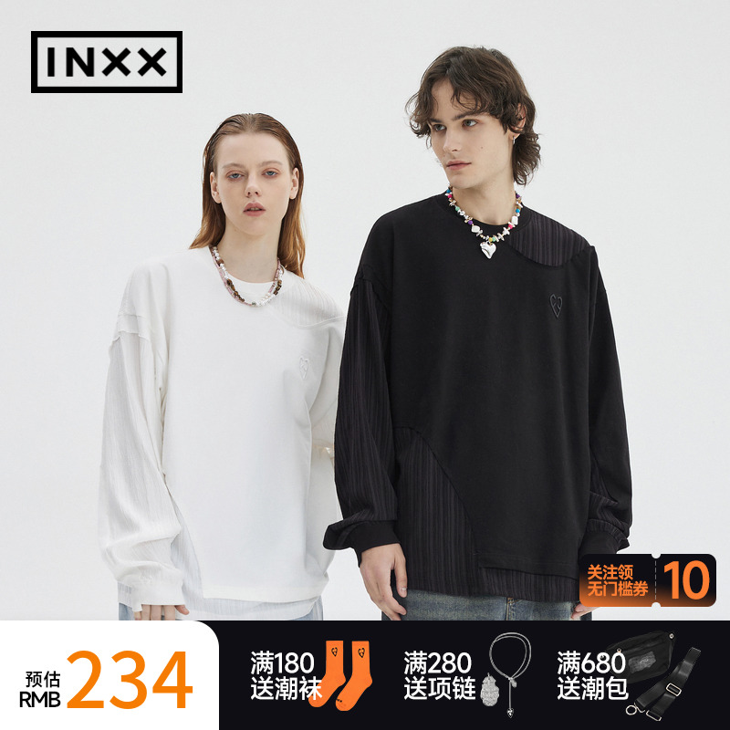 【INXX】APYD潮牌春新品宽松休闲套头圆领长袖T恤情侣APE1010334