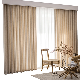 日式棉麻窗帘2025新款卧室客厅高级感宅寂风亚麻纱帘透光不透人纱