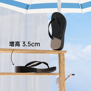 hotmarzz黑玛厚底坡跟人字拖女夏外穿防滑夹脚白色海边沙滩凉拖鞋