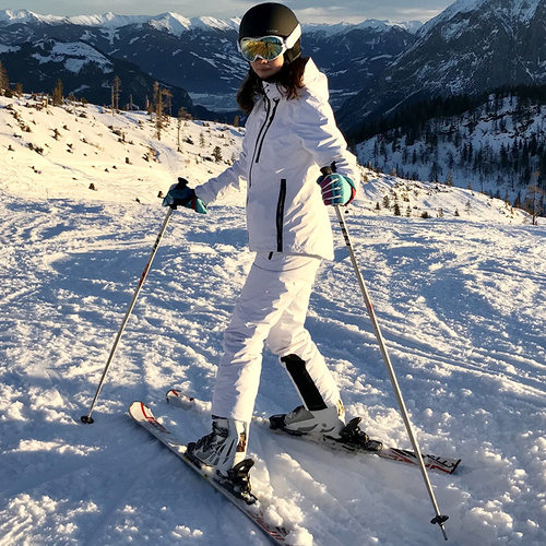 滑雪服套装男女冬季防风防水封胶防寒棉背带白色修身滑雪衣裤男女