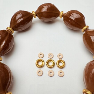 梅林铁核牛皮包金色祥云纹隔片防磨损垫片 橄榄核隔片文玩DIY配饰