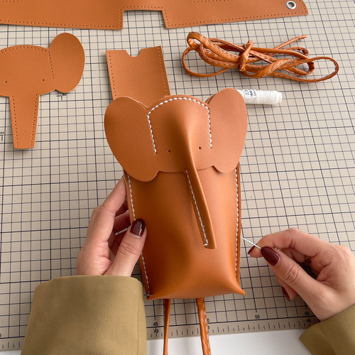 零钱小象手机包diy手工编织包包