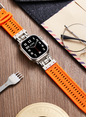 适用AppleWatchUltra2表带AppleWatch10苹果iWatchS手表带iWatch8硅胶S9Ultra男S8SE金属iPhone钛iWatchultra