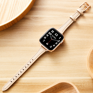 watch10代苹果手表s9表带真皮iwatch4 8头层牛皮透气小蛮腰皮质41mm女款 小众42细潮牌 索柯适用于apple