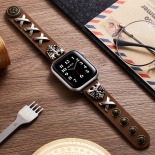 SE运动S9个性 手表8 6代时尚 45mm男女5高级感秋冬42 适用苹果ApplewatchS10手表磁真皮表带ultra2新款