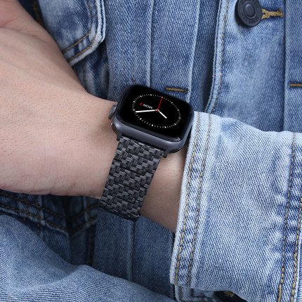 适用iwatch10表带苹果手表9/8/7/6代apple watch表带金属碳纤维不锈钢蝴蝶扣45链式一珠男个性潮牌49mm ultra