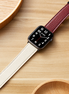 索柯适用苹果手表iwatchUltra2表带iwatch10拼色皮表带AppleWatch5/6/7/8/9代创意皮质男女46mm头层牛皮表带