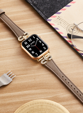 索柯适用iwatchs10表带apple watchs9苹果手表s8/7/6/5代真皮创意高级柔软小蛮腰头层牛皮小众45/41/42mm女