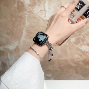 潮流时尚 索柯适用苹果手表金属表带applewatch10代女iwatch9表带链小香凤珍珠金属表带46 42mm高级女新款