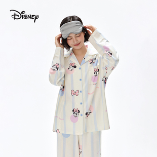 春 睡衣家居服套装 迪士尼米妮莫代尔棉可外穿可爱少女长袖 条纹衬衫