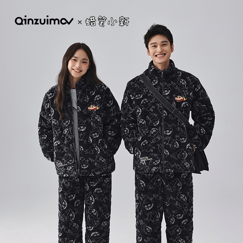 亲嘴猫蜡笔小新情侣睡衣