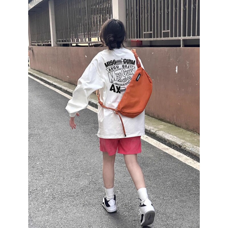 欧货大版纯棉长袖T恤女春季2026新款美式复古宽松内搭打底衫上衣