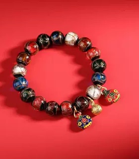 十全十美香灰琉璃吞金兽手串