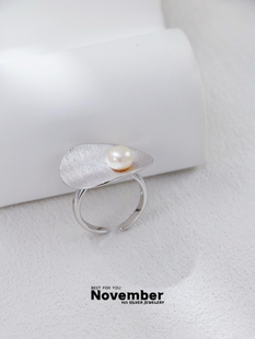 造型戒指2024新 韩系珍珠纯银戒指小众设计感水滴个性 NOVEMBER