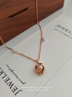 925纯银厚镀18k金｜天然淡水珍珠项链 爱 November 小众设计掌心