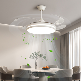 风扇灯现代简约家用餐厅智能变频隐形吊扇灯护眼卧室书房新款 灯具