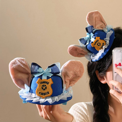 可爱~朱迪兔子警官卡通帽子发夹