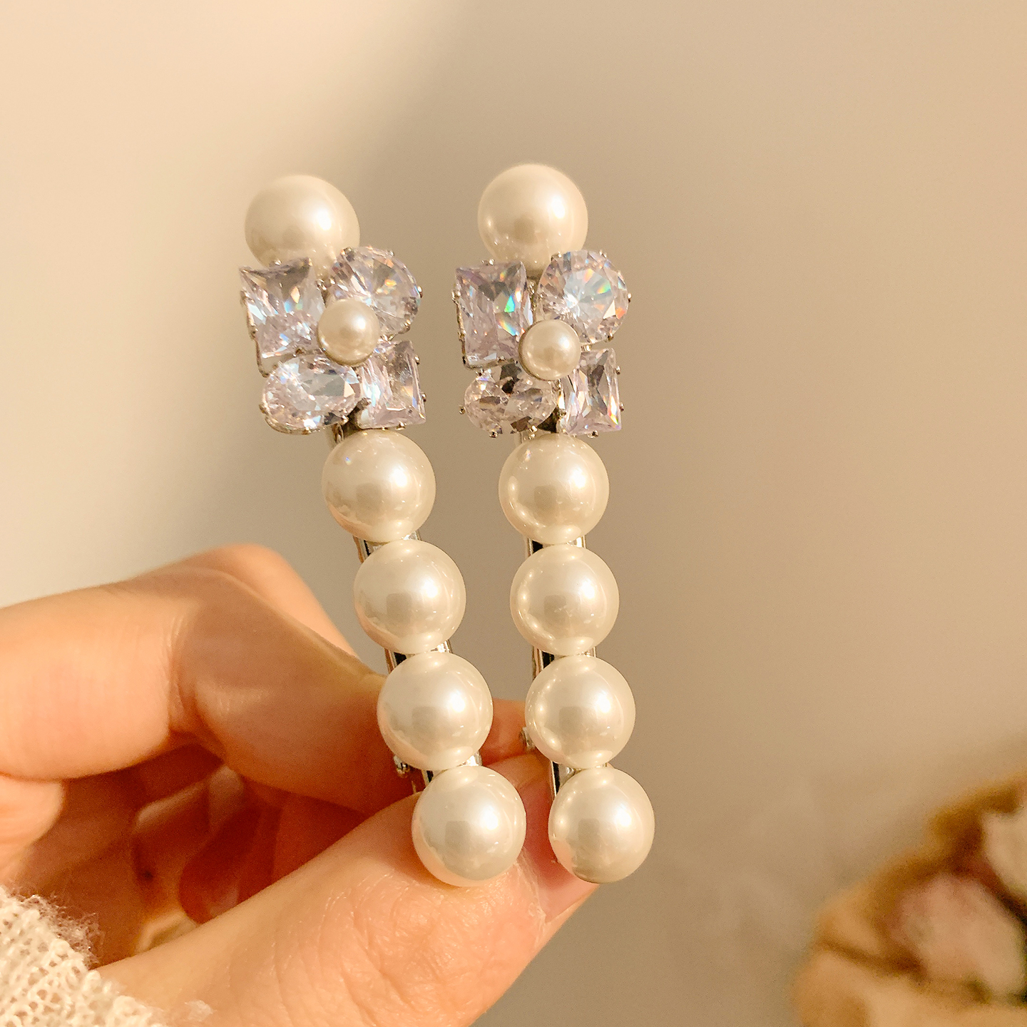 法式珍珠发夹女前额刘海夹高级感