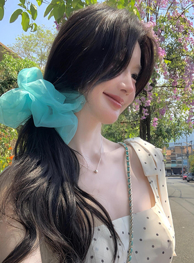 夏日薄荷~绿色网纱大肠发圈女韩系高级感百搭头饰扎头发超大发绳