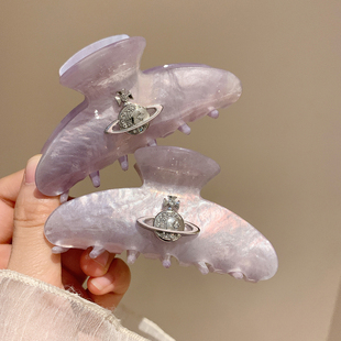 土星抓夹女生高级感盘发精致韩系头饰慵懒风发夹后脑勺 星落紫雾