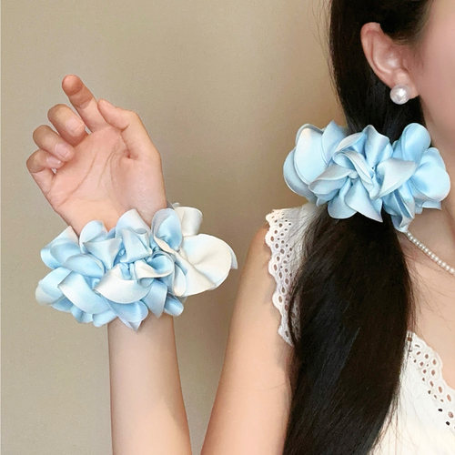 花漾蓝梦~蓝色花朵扎发大肠发圈